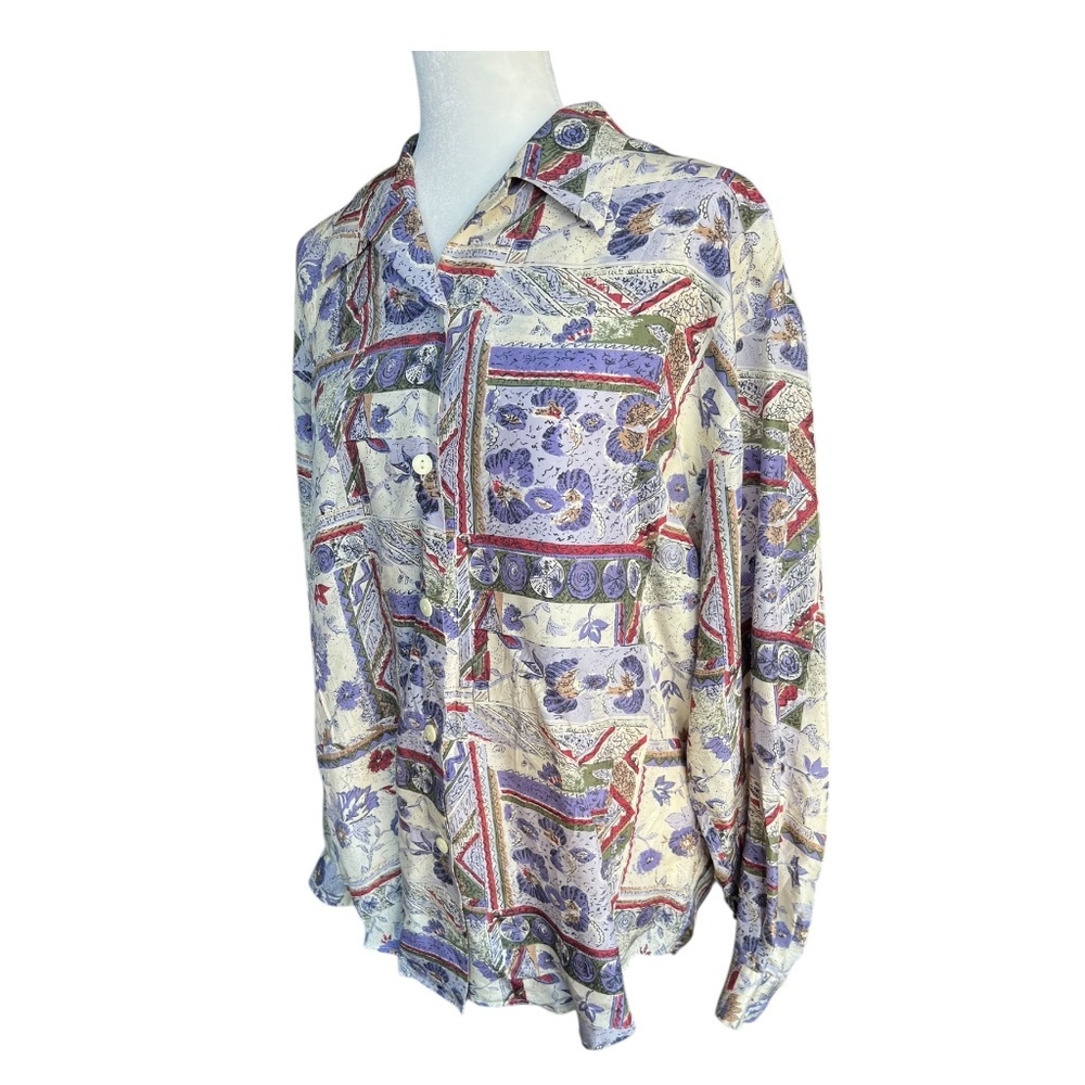 Vintage Silkland Sport 100% Silk Blouse – Size Large - Picture 2 of 4